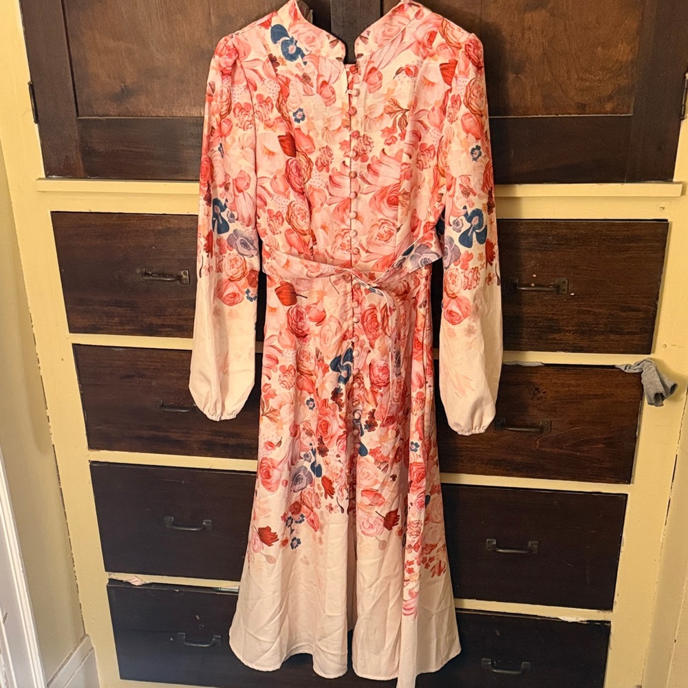 Floral Pink and Blue Women's Dress